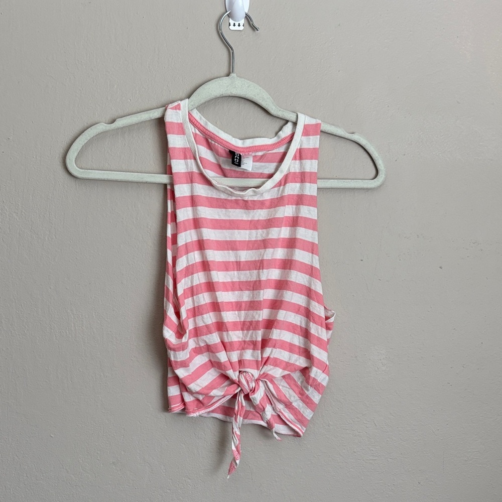 H & M White and pink Striped Tank Top size small